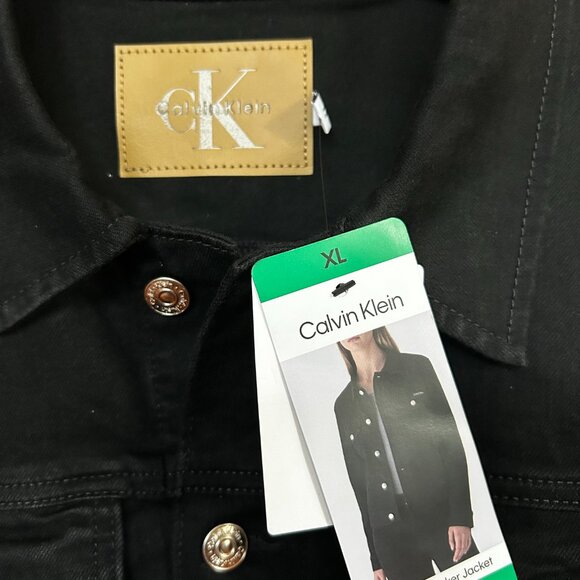 Calvin Klein Women's Classic Trucker Denim Jacket Black Size XL - Picture 4 of 7